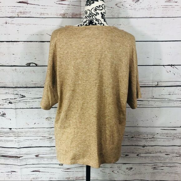 H by Halston Dolman Short Sleeve Lightweight Sweater Shirt Top Beige Tan S - Picture 2 of 8
